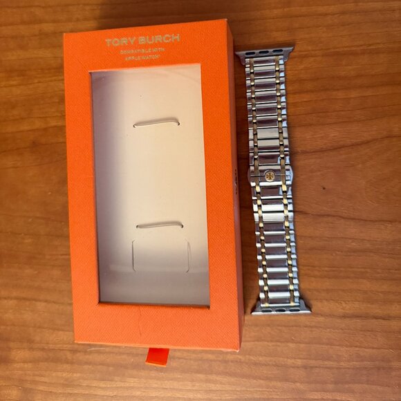 Tory Burch "The Miller" 20mm two tone Apple watch bracelet watchband - Picture 3 of 5